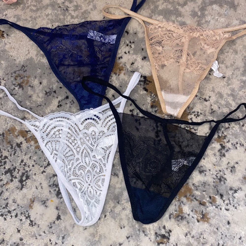 New bundle of 4 lace thong panties size large